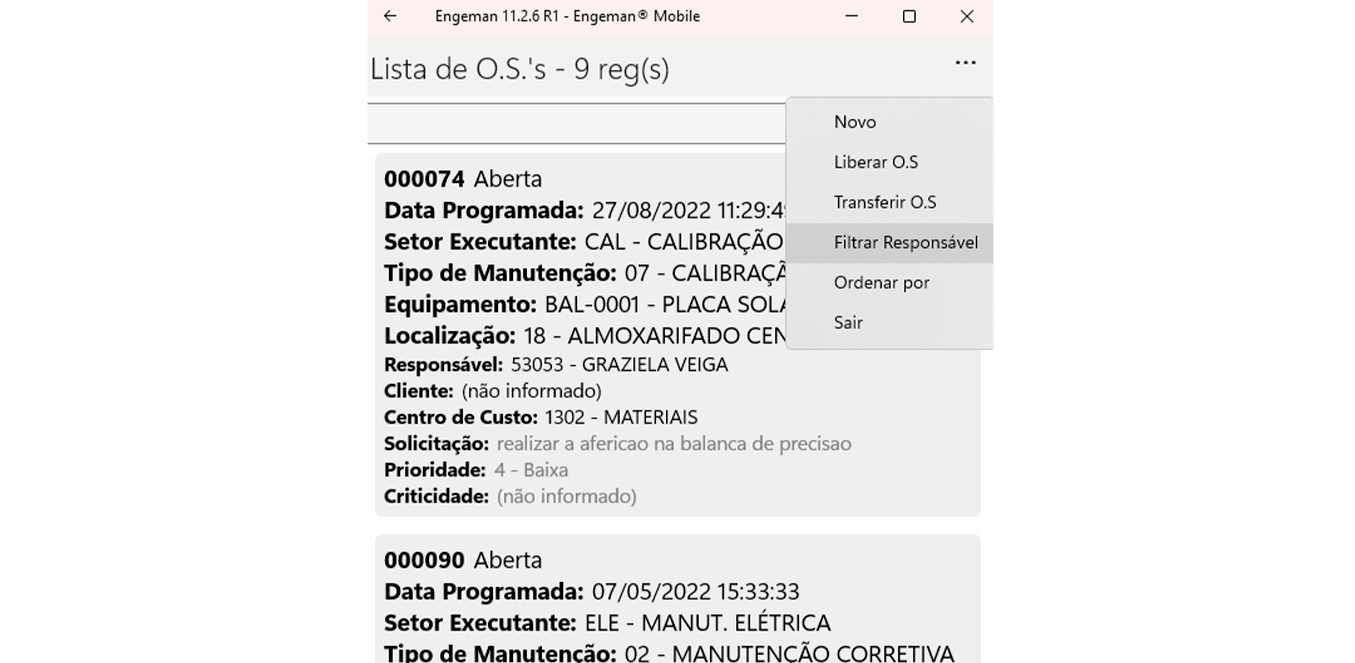 gerenciamento completo das ordens de servico - Módulo Mobile