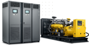 Equipamentos de infraestrutura crítica hospitalar, incluindo gerador a diesel, nobreaks (UPS) e sistemas de climatização.